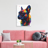 French Bulldog Abstract Portrait – Splatter Style Canvas Afdruk (Insitu (Woonkamer))