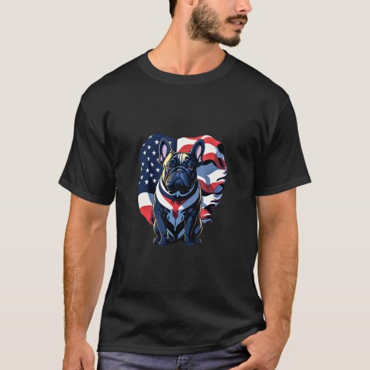 French Bulldog American Flag T-shirt (Voorkant)