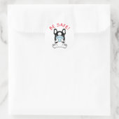 FRENCH BULLDOG BLIJF VEILIG Classic Ronde Sticker (Tas)
