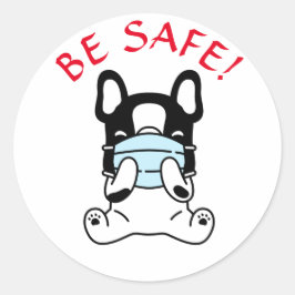 FRENCH BULLDOG BLIJF VEILIG Classic Ronde Sticker