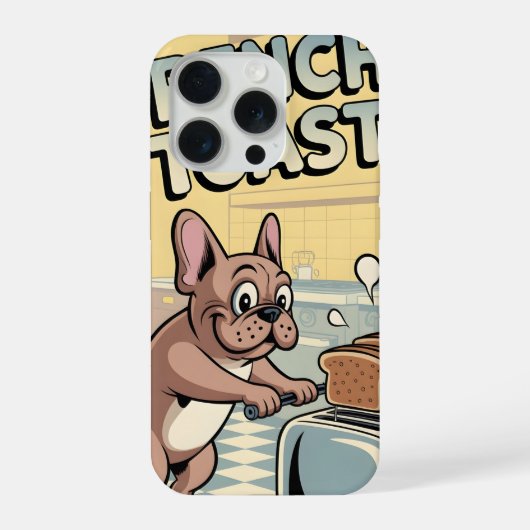 French Bulldog Breakfast Cartoon Art iPhone Hoesje (Achterkant)
