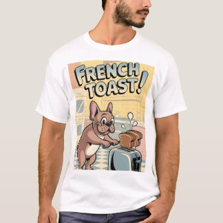 French Bulldog Breakfast Cartoon Art T-shirt