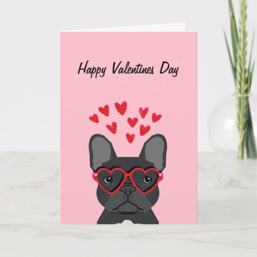 French Bulldog - carte des valentines noires heure (Devant)