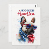 French Bulldog, carte postale de Dieu béni l'Améri (Devant / Derrière)