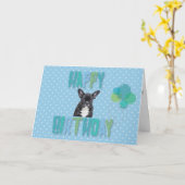 French Bulldog Chiot Bonne Carte de voeux d'annive (Fleur jaune)