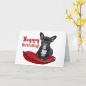 French Bulldog Chiot Bonne Carte de voeux d'annive (Fleur jaune)