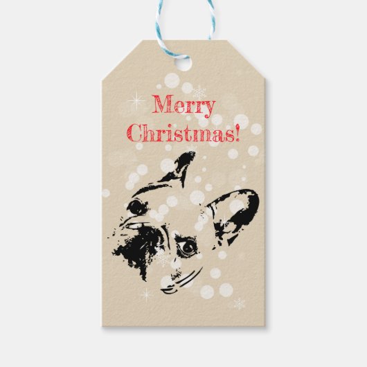 French Bulldog Christmas Cadeaulabel (Voorkant)