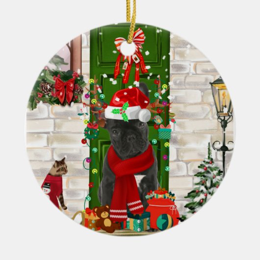 French Bulldog Christmas Keramisch Ornament (Voorkant)