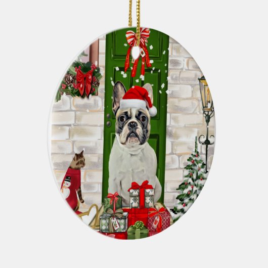French Bulldog Christmas Keramisch Ornament (Rechts)