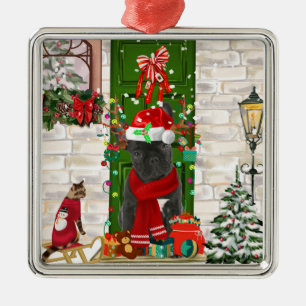French Bulldog Christmas Metalen Ornament