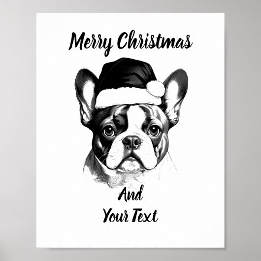 French Bulldog Christmas Poster Instant Download (Devant)