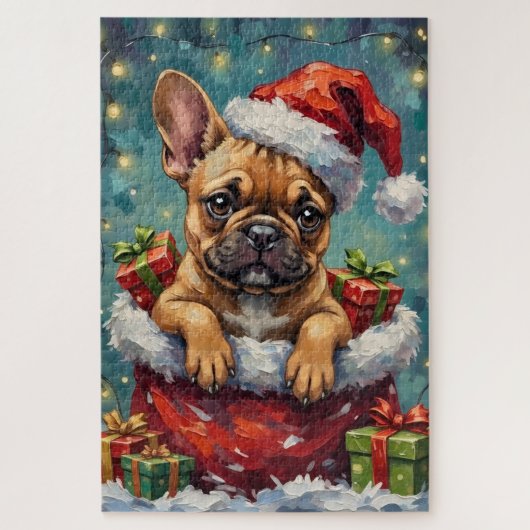 French Bulldog Christmas Santa Bag Adventure Legpuzzel (Verticaal)