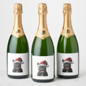 French Bulldog Christmas Sparkling Wijnetiket (Flessen)