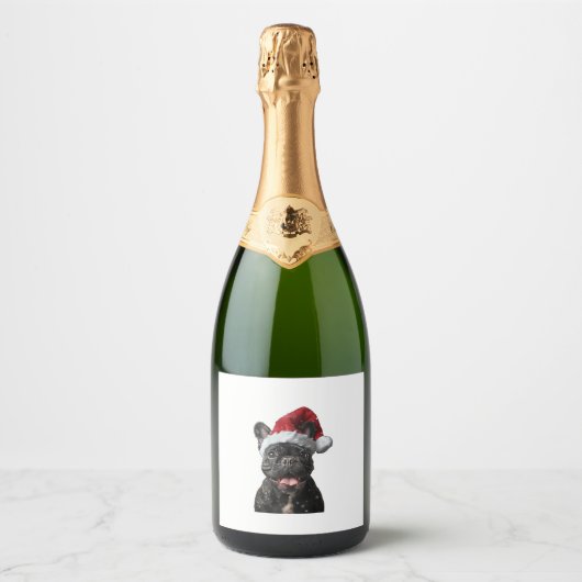 French Bulldog Christmas Sparkling Wijnetiket (Voorkant)