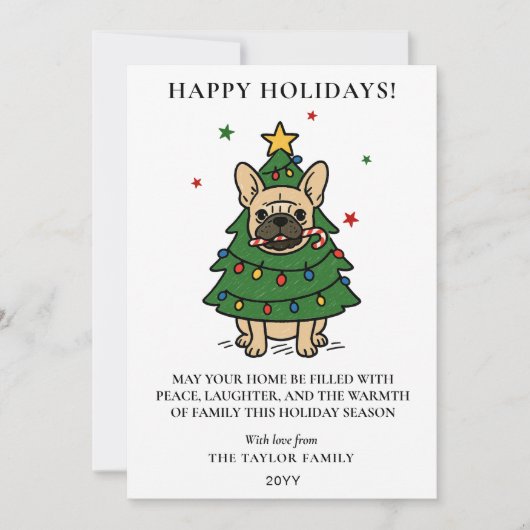 French Bulldog Christmas Tree Dog Frenchie Feestdagenkaart (Voorkant)