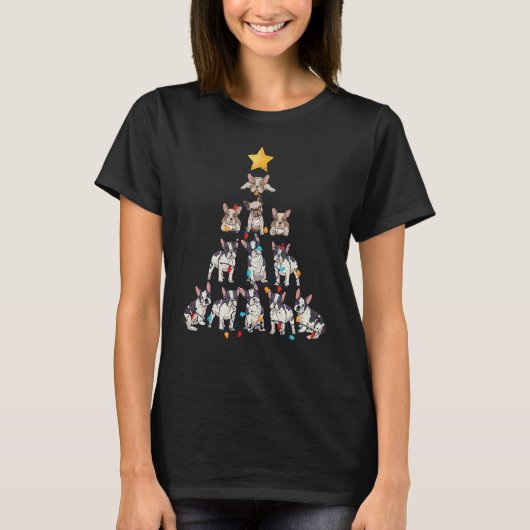 French Bulldog Christmas Tree Frenchie Dog Xmas PJ T-shirt (Voorkant)