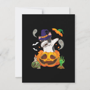 French Bulldog Dabbing To Open Pumpkin Halloween Bedankkaart