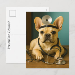 French Bulldog Doctor Puppy Gift Get Well Wishes Feestdagenkaart