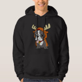 French Bulldog Dressed Up Reindeer Dogs Xmas Hoodie (Voorkant)