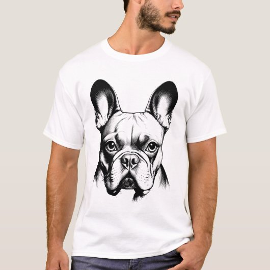 French Bulldog Frenchie Pencil Sketch Art T-shirt (Voorkant)