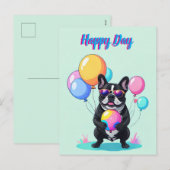 French Bulldog Happy Day Französische Bulldogge Feestdagenkaart (Voorkant / Achterkant)