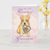 French Bulldog Heart Grandma Kaart (Gele Bloem)