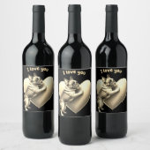 French Bulldog I love you Wijn Etiket (Flessen)