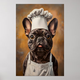 French Bulldog In Chefs Hat Poster, Pet Poster