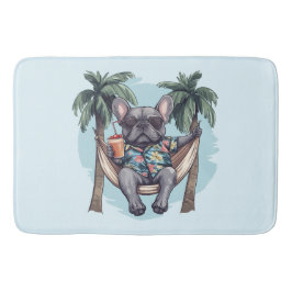 French Bulldog In Hawaiian Top Badmat
