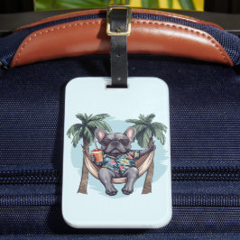 French Bulldog In Hawaiian Top Bagagelabel