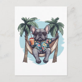 French Bulldog In Hawaiian Top Briefkaart