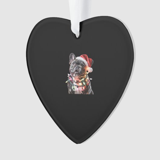 French Bulldog in Santa Hat Wrapped in Christmas L (devant)