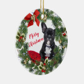 French Bulldog Joyeux ornement en céramique de Noë (Droite)