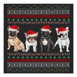 French Bulldog lelijke kersttrui essentiële T- Perfect Poster