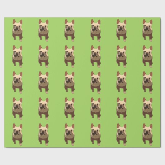 French Bulldog, Lime Green Cadeaupapier (Zoom)