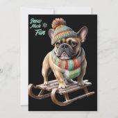 French Bulldog lustige Schlittenfahrt im Urlaub (Voorkant)