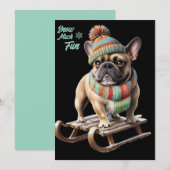 French Bulldog lustige Schlittenfahrt im Urlaub (Voorkant / Achterkant)