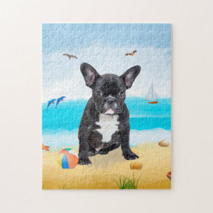 french bulldog on beach legpuzzel