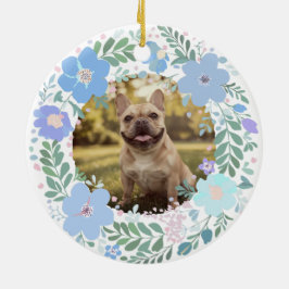 French Bulldog Pastel Blue Custom Photo Memorial Keramisch Ornament