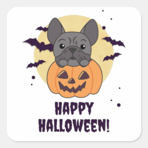 French Bulldog Pumpkin Sweet Dogs Happy Halloween Vierkante Sticker