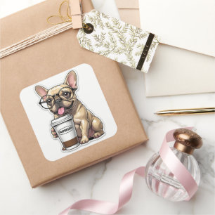 French Bulldog Pupresso Vibes Vierkante Sticker