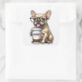French Bulldog Pupresso Vibes Vierkante Sticker (Tas)
