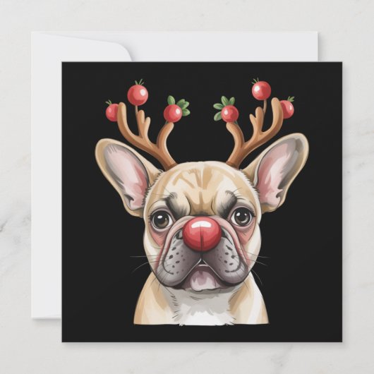 French Bulldog Reindeer Dog Lover Christmas Xmas Kaart (Voorkant)