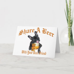 French Bulldog Shares A Beer Kaart