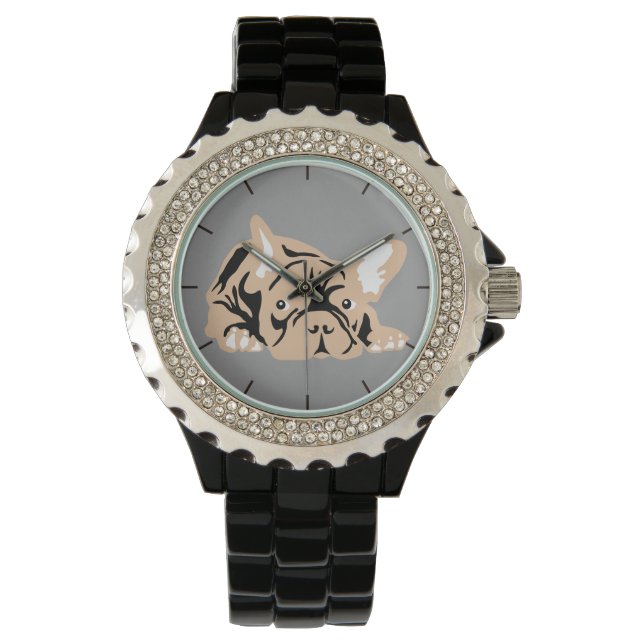 French Bulldog Silhouette Horloge (Voorkant)
