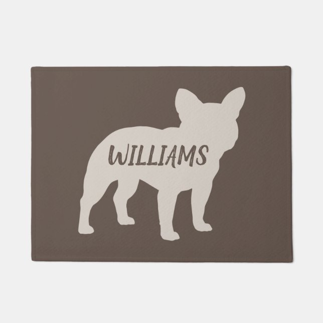 French Bulldog Silhouette Personalized Frenchie Deurmat (Voorkant)