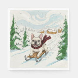 French Bulldog Sledding, Napkins Servet