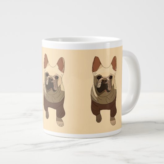 French Bulldog, Soft Peach Extra Grote Beker (Voorkant rechts)