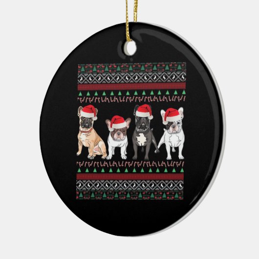 French Bulldog Ugly Christmas Sweater Essential T- Keramisch Ornament (Links)
