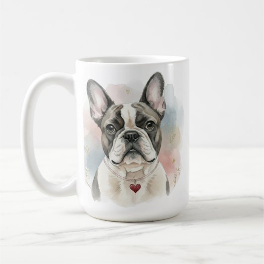 French Bulldog Watercolor Mug – Soft Valentine  (Gauche)